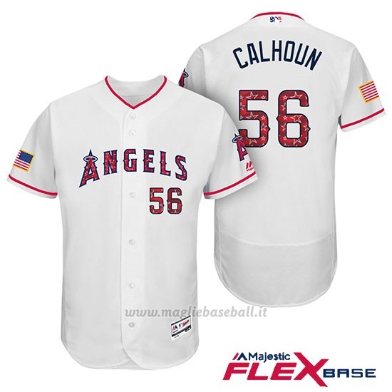 Maglia Baseball Uomo Los Angeles Angels 2017 Estrellas y Rayas Kole Calhoun Bianco Flex Base